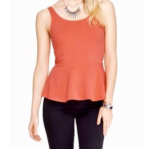 Express coral peplum tank, size medium